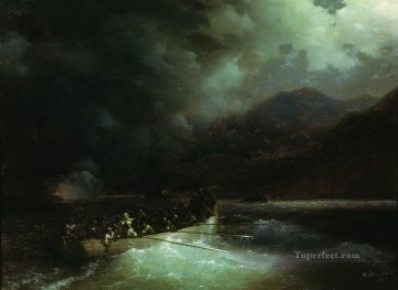 Landscapes Painting - Ivan Aivazovsky heroine bobolina with hunters breaks under a hail of shots on a boat through the turkish fleet Seascape